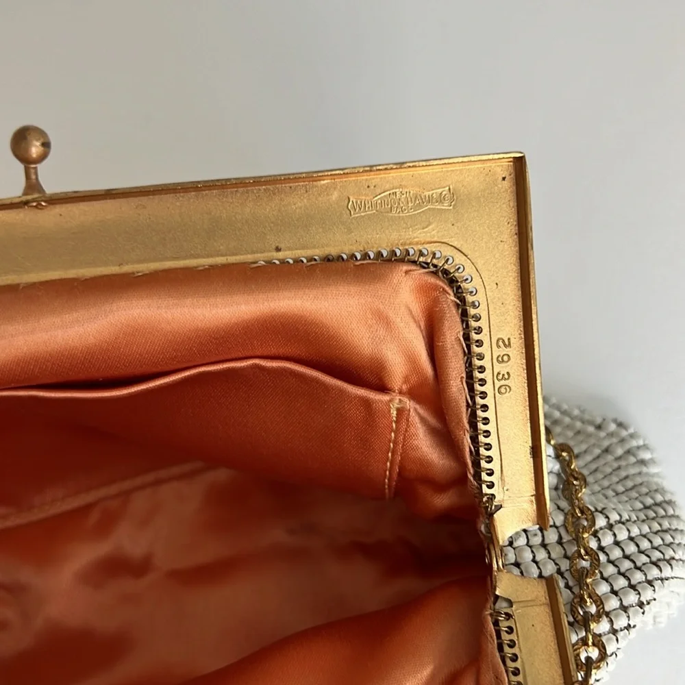 Vintage Whiting and Davis White Mesh Evening Bag Made in USA